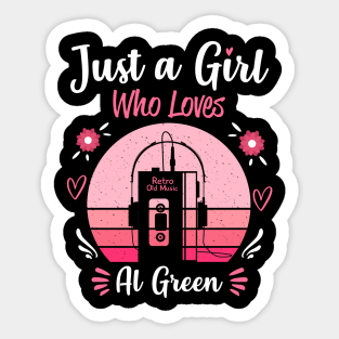 Just A Girl Who Loves Al Green Retro Headphones Sticker